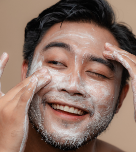 Man using gentle cleanser